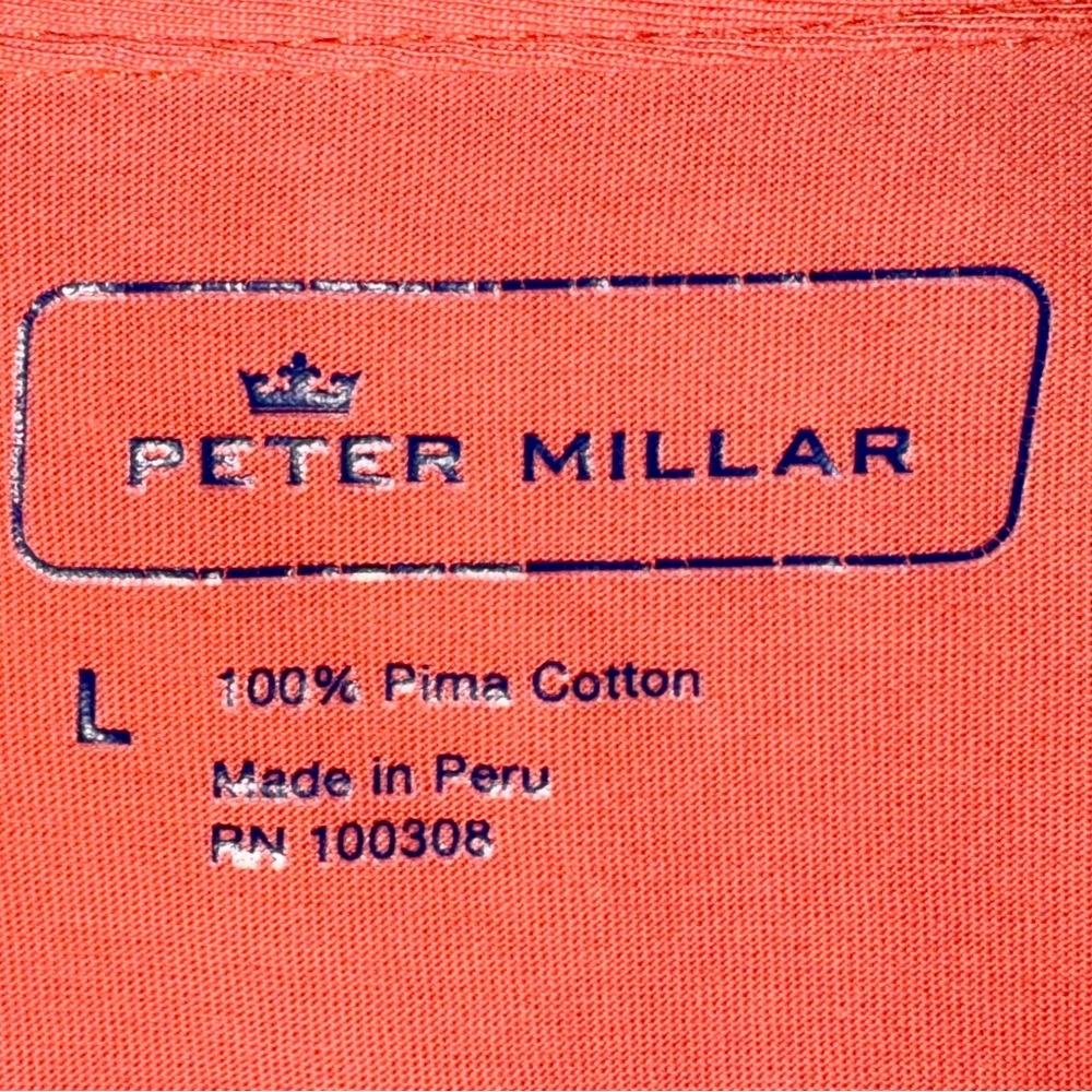 Peter Millar Polo Shirt Solid Aqua MF20K80CS (Orange) Cotton Men''s Size - Large - Picture 7 of 10